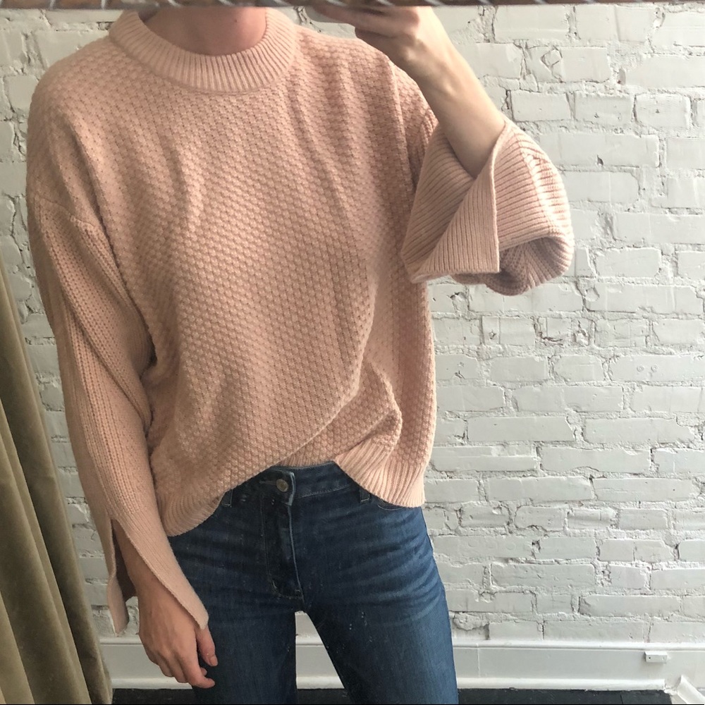 Topshop Blush Sweater with Slit Arm Detail